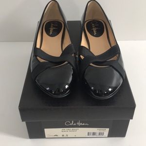 COLE HAAN Black Patent Air Lyric BN Ballet Flat